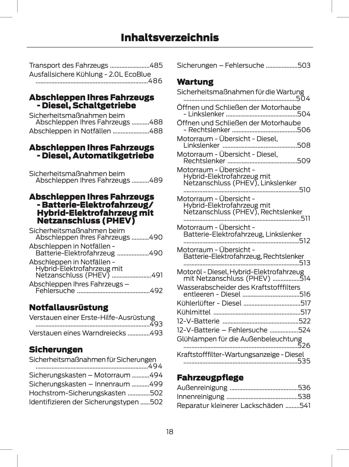 2024 Ford Tourneo Custom/Transit Custom Owner's Manual | German