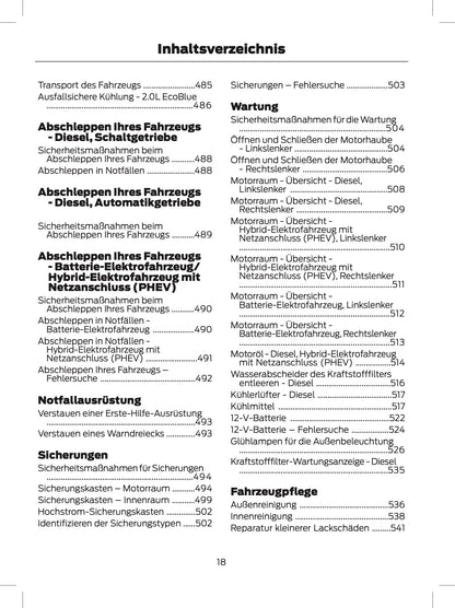 2024 Ford Tourneo Custom/Transit Custom Owner's Manual | German