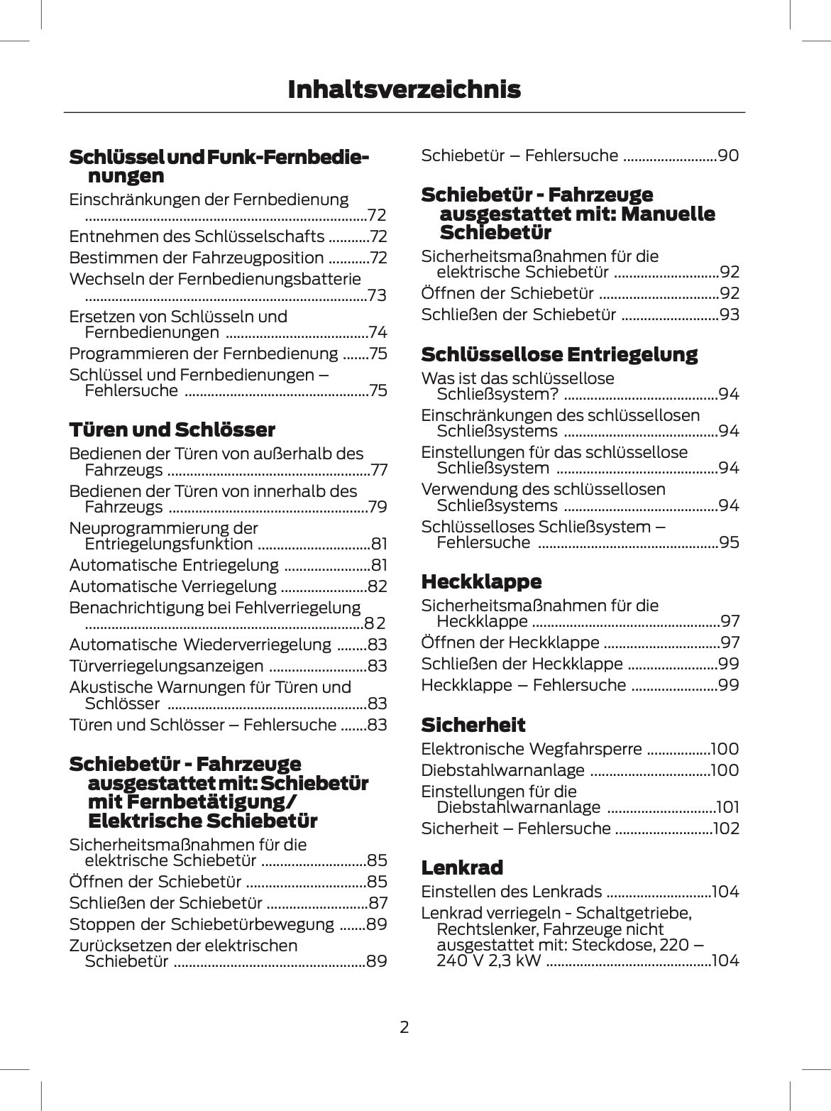 2024 Ford Tourneo Custom/Transit Custom Owner's Manual | German