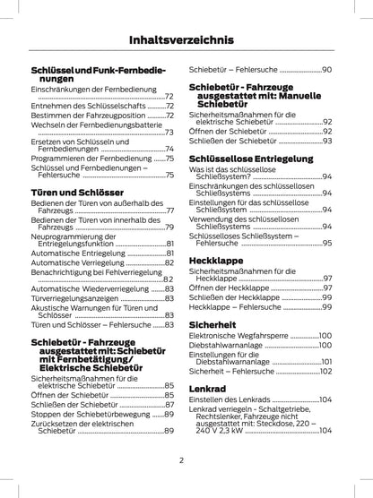 2024 Ford Tourneo Custom/Transit Custom Owner's Manual | German
