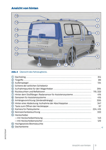 2024-2025 Ford Tourneo Connect/Transit Connect Owner's Manual | German