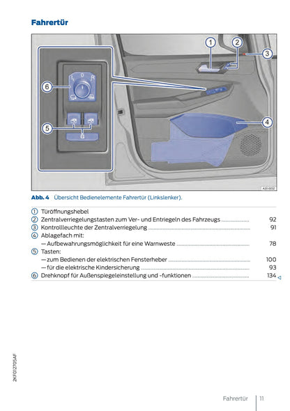 2024-2025 Ford Tourneo Connect/Transit Connect Owner's Manual | German