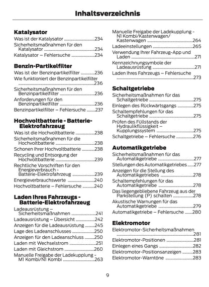 2024-2025 Ford Tourneo Courier/Transit Courier Owner's Manual | German