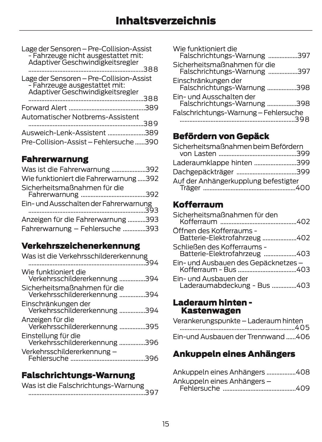 2024-2025 Ford Tourneo Courier/Transit Courier Owner's Manual | German