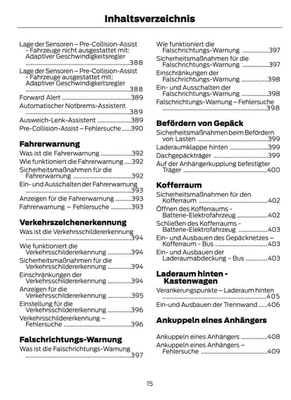 2024-2025 Ford Tourneo Courier/Transit Courier Owner's Manual | German