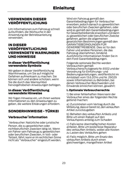 2024-2025 Ford Tourneo Courier/Transit Courier Owner's Manual | German