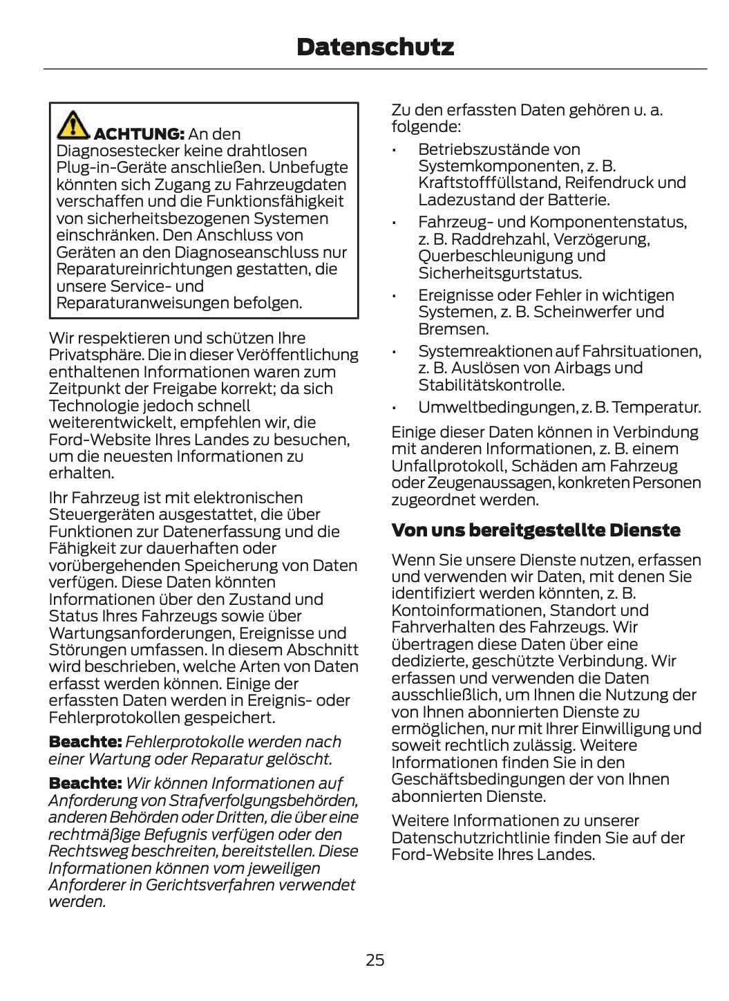 2024-2025 Ford Tourneo Courier/Transit Courier Owner's Manual | German