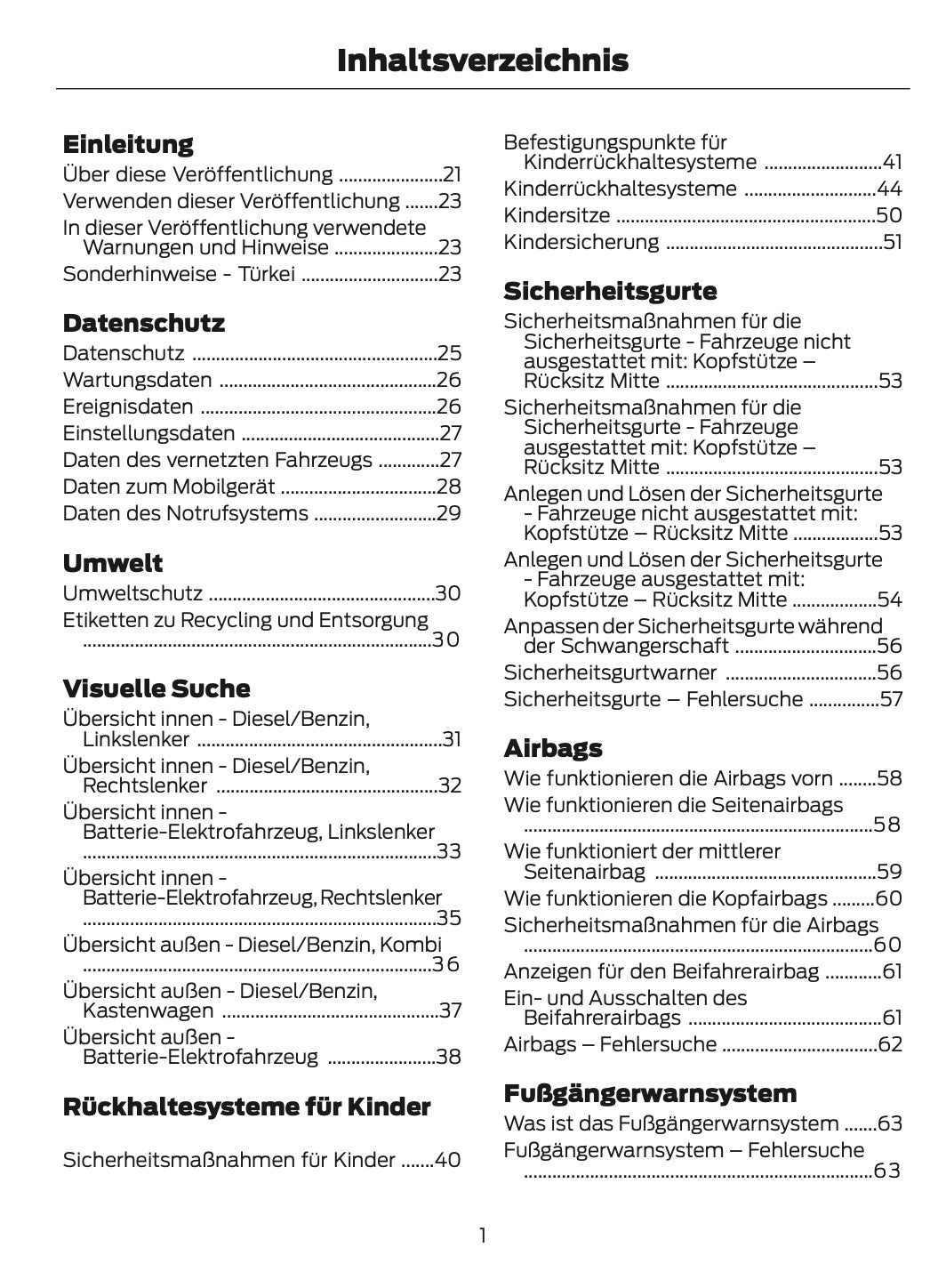 2024-2025 Ford Tourneo Courier/Transit Courier Owner's Manual | German