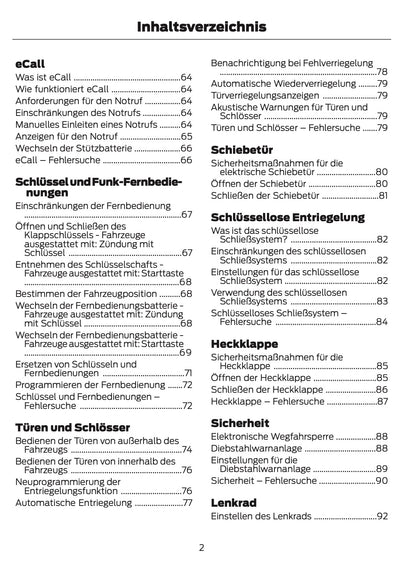 2024-2025 Ford Tourneo Courier/Transit Courier Owner's Manual | German