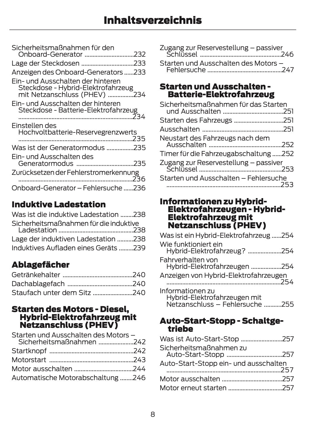 2024-2025 Ford Tourneo Custom/Transit Custom Owner's Manual | German