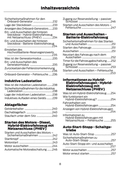 2024-2025 Ford Tourneo Custom/Transit Custom Owner's Manual | German