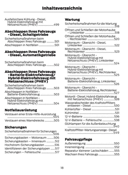 2024-2025 Ford Tourneo Custom/Transit Custom Owner's Manual | German