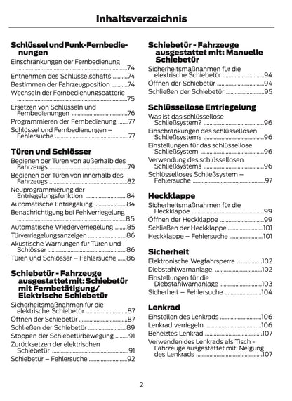 2024-2025 Ford Tourneo Custom/Transit Custom Owner's Manual | German