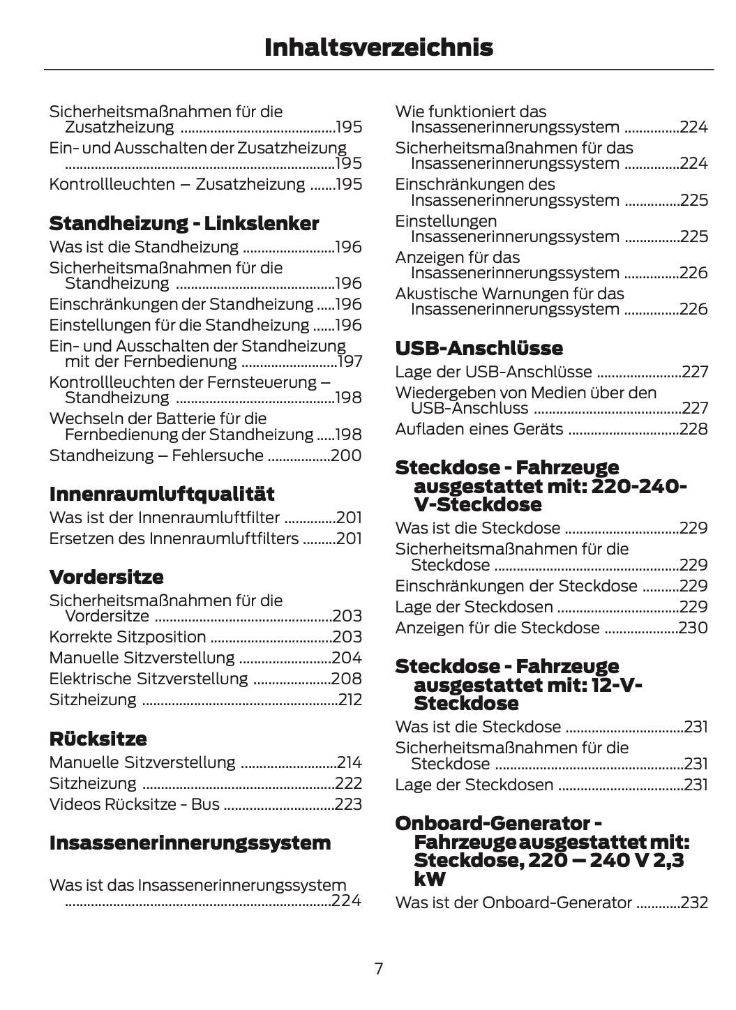 2024-2025 Ford Tourneo Custom/Transit Custom Owner's Manual | German