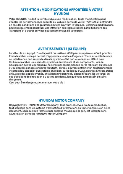 2026 Hyundai Nexo Owner's Manual | French