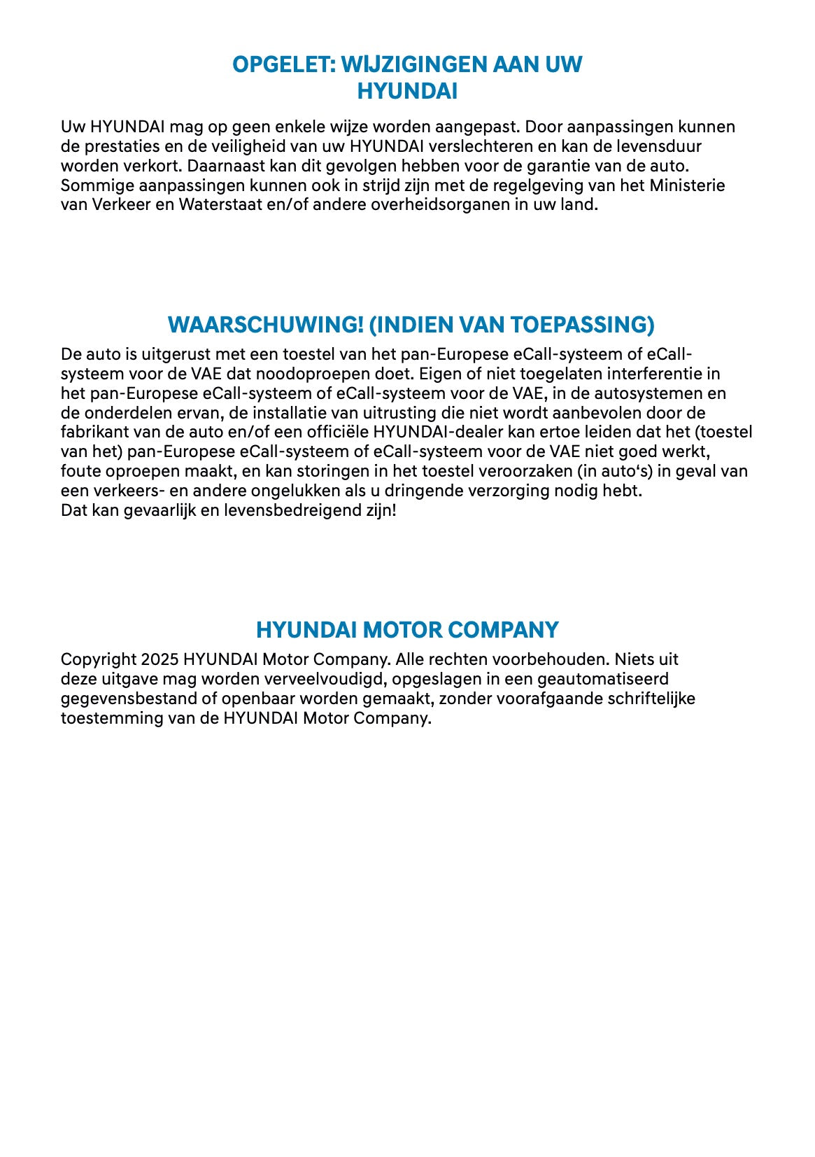 2026 Hyundai Nexo Owner's Manual | Dutch