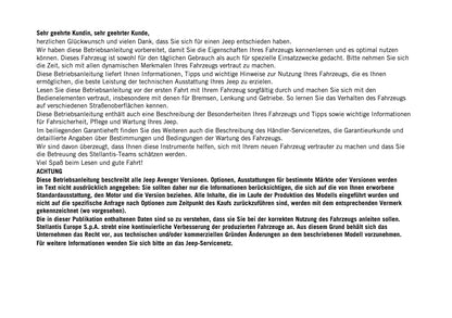 2025 Jeep Avenger Owner's Manual | German