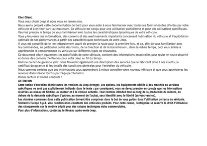 2025-2026 Jeep Avenger Manuel du propriétaire | Français