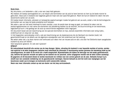 2026 Jeep Avenger Owner's Manual | Dutch