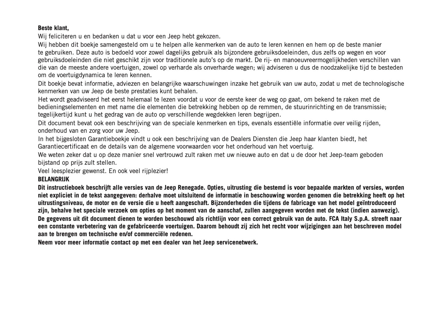 2022-2023 Jeep Renegade Owner's Manual | Dutch