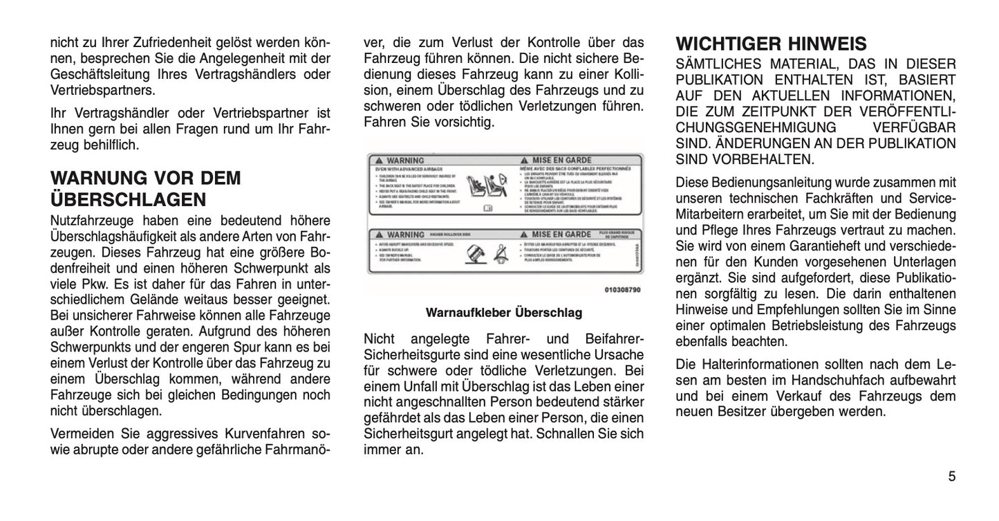 2015 Jeep Wrangler Owner's Manual | German