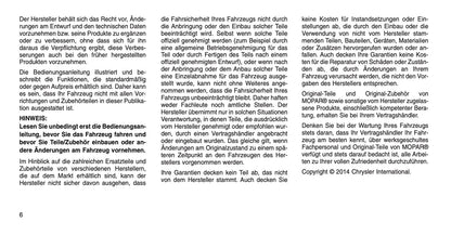 2015 Jeep Wrangler Owner's Manual | German