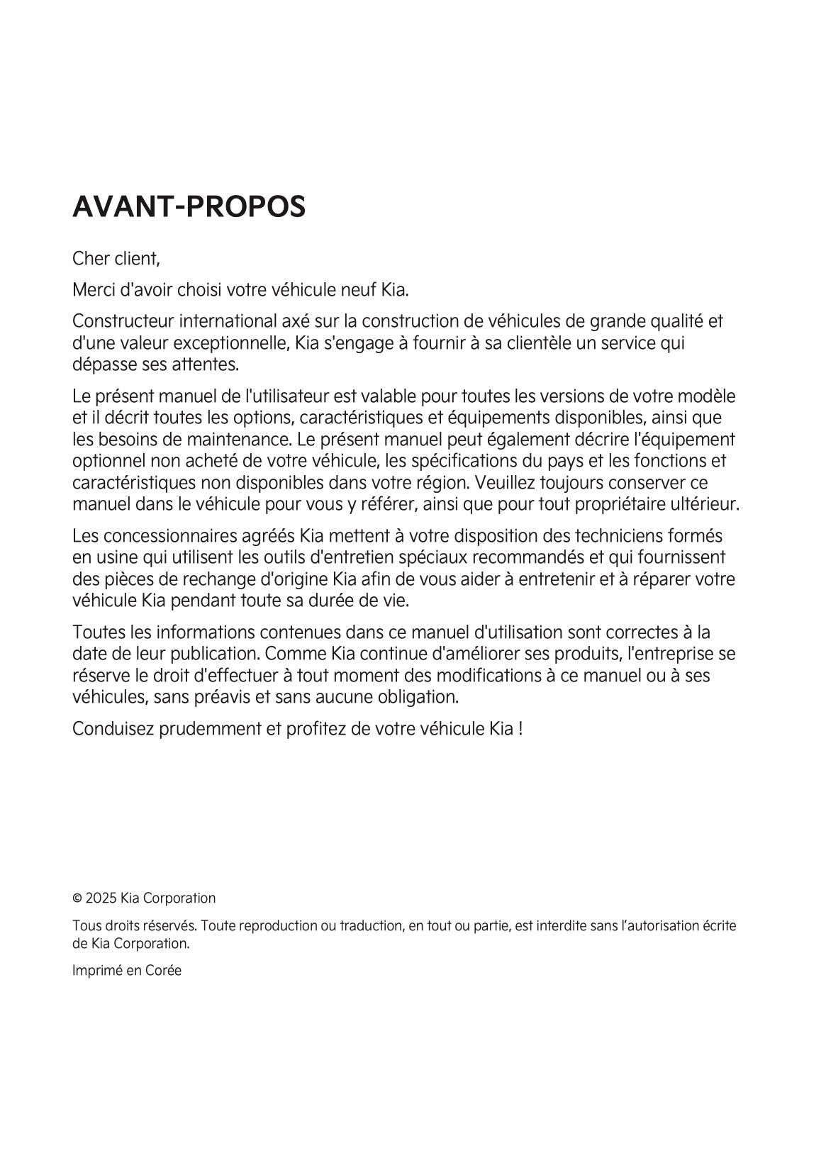 2025-2026 Kia Sportage Owner's Manual | French