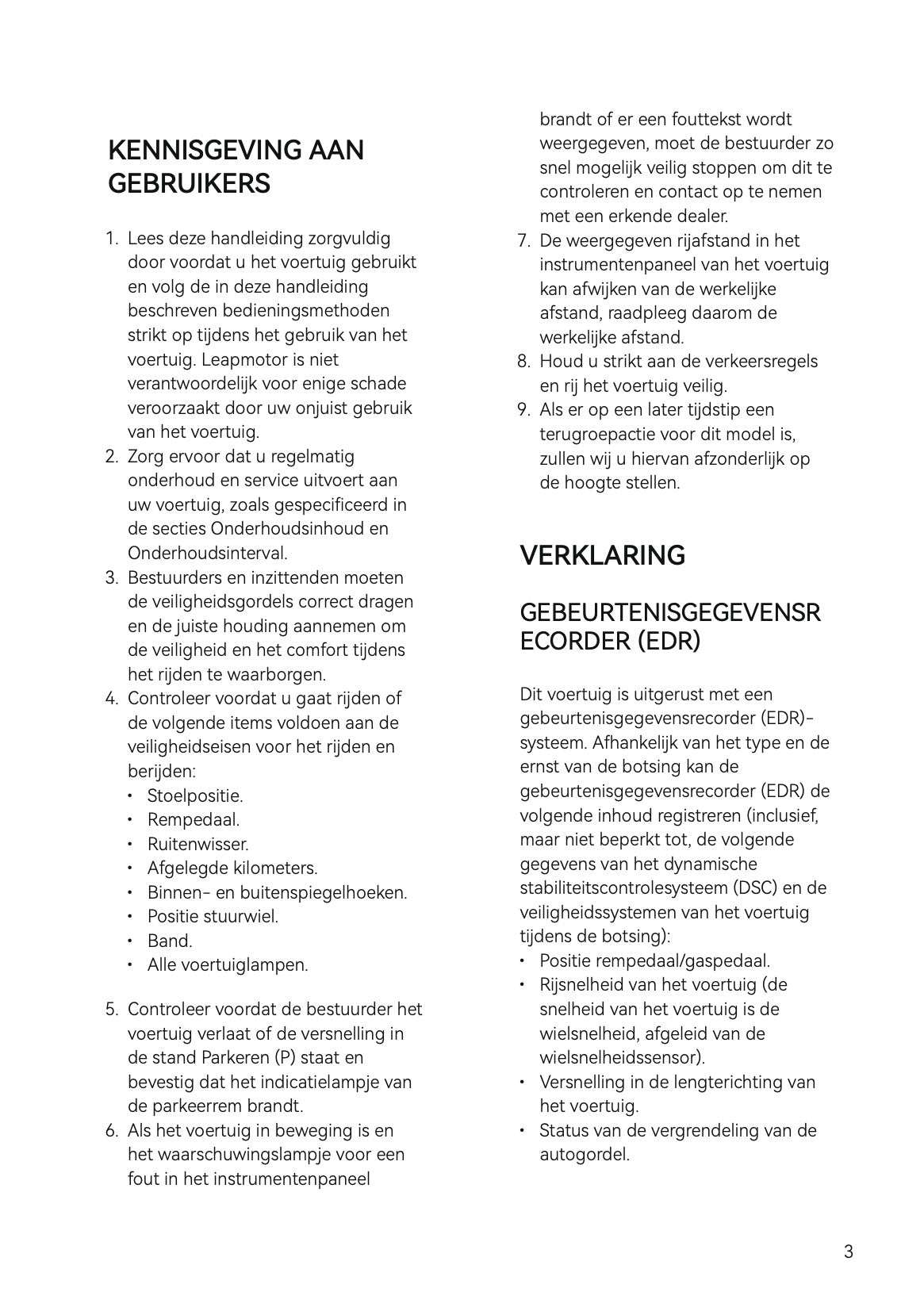 2025-2026 Leapmotor B10 Gebruikershandleiding | Nederlands