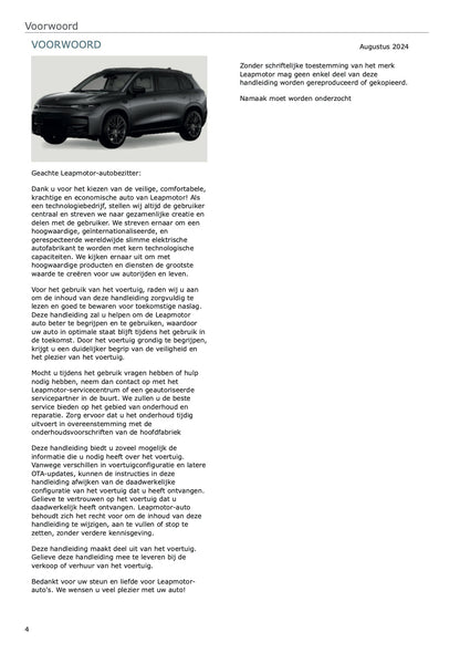 2025 Leapmotor C10 Gebruikershandleiding | Nederlands