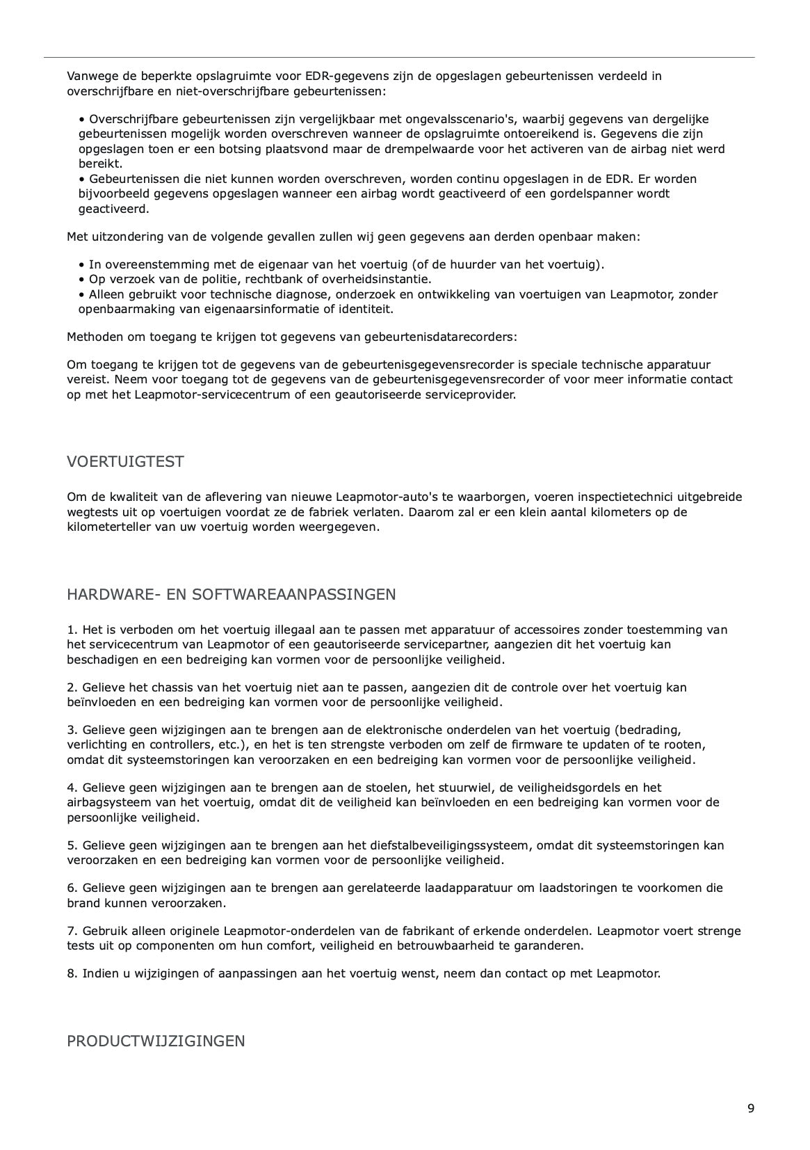 2025 Leapmotor C10 Gebruikershandleiding | Nederlands