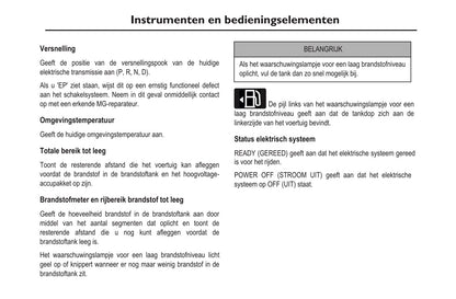 2020-2023 MG EHS PHEV Owner's Manual | Dutch