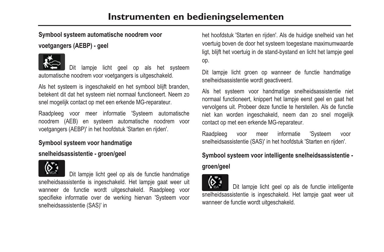 2020-2023 MG EHS PHEV Owner's Manual | Dutch