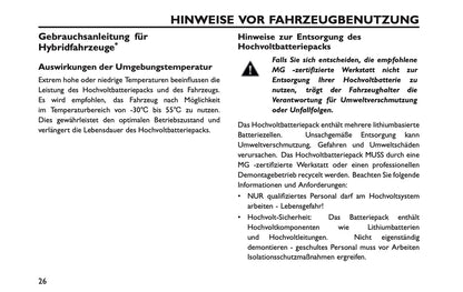 2025 MG MG3 Owner's Manual | German