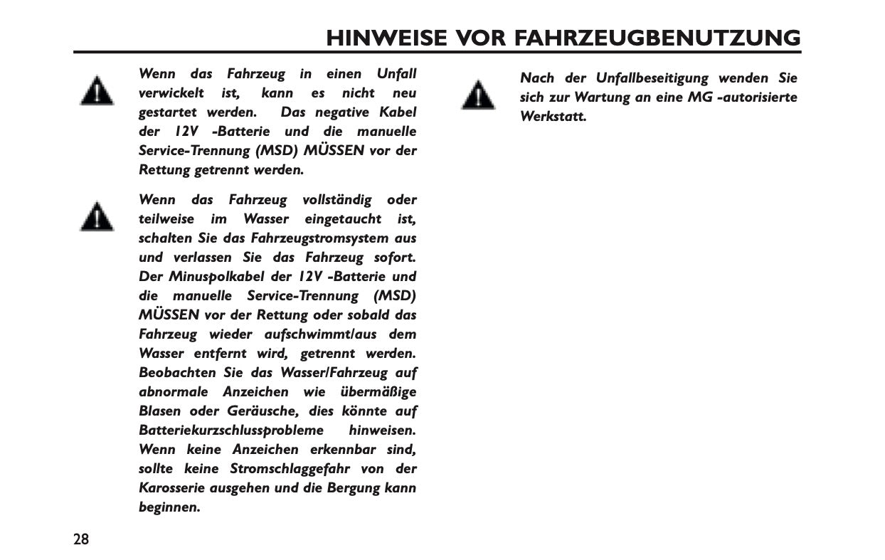 2025 MG MG3 Owner's Manual | German