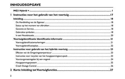 2023-2025 MG MG3 Hybrid+ Gebruikershandleiding | Nederlands