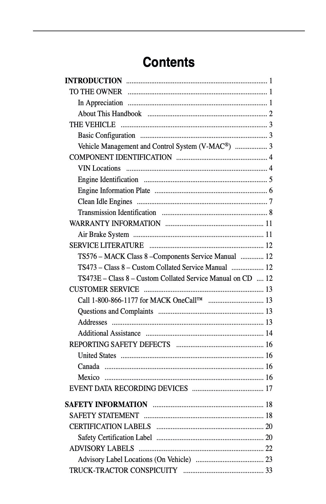 2009 Mack Granite Series Owner's Manual | English