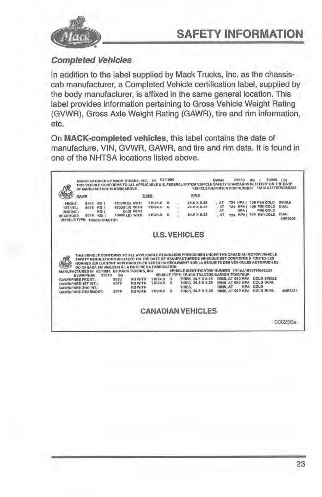 2000 Mack MR Series Owner's Manual | English