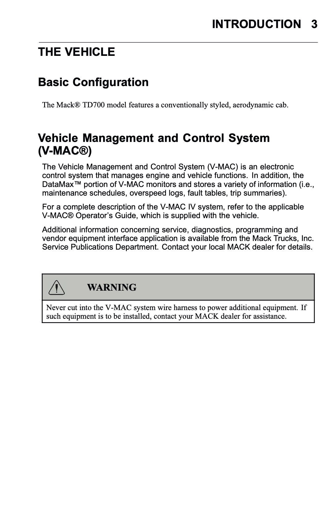 2010 Mack TD700 Series Owner's Manual | English