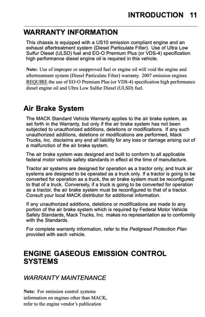 2010 Mack TD700 Series Owner's Manual | English