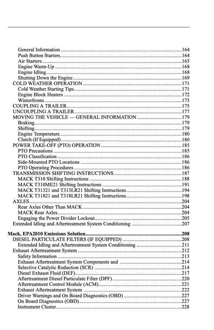 2010 Mack TD700 Series Owner's Manual | English