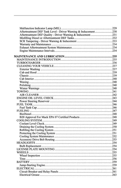 2010 Mack TD700 Series Owner's Manual | English