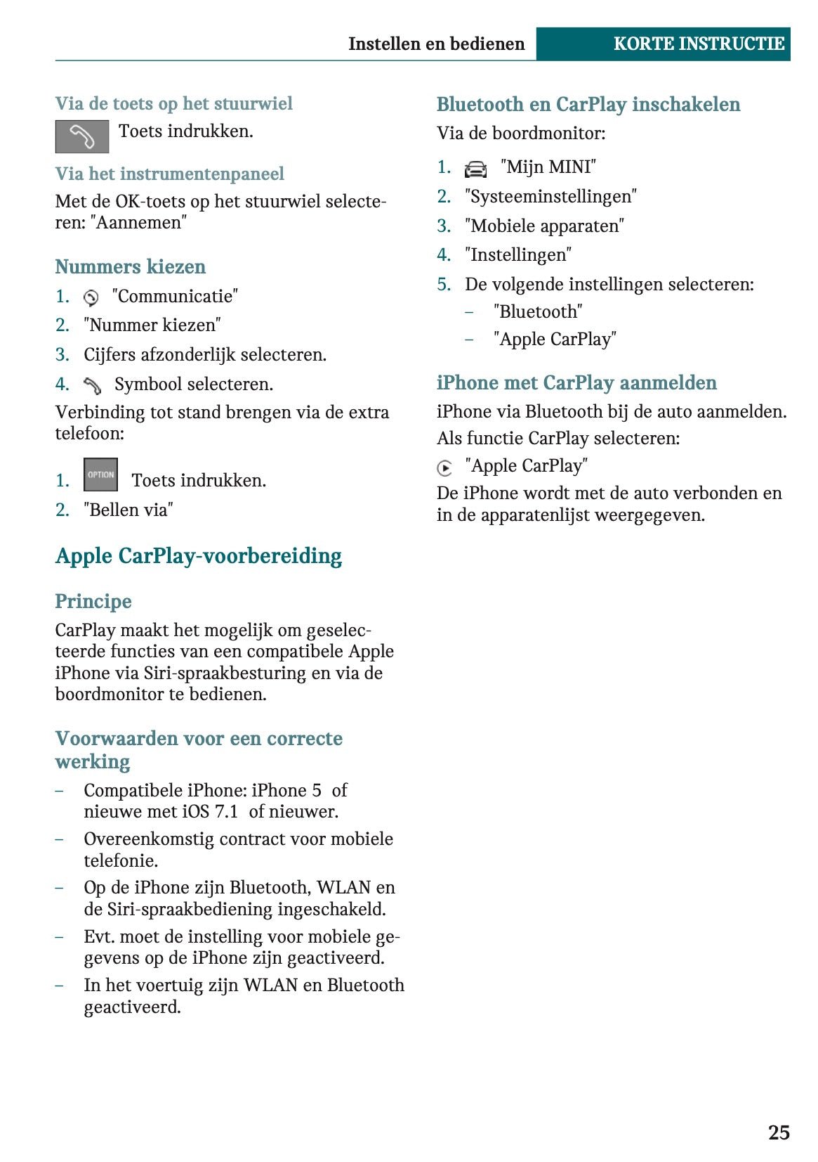 2021-2022 Mini Clubman Owner's Manual | Dutch