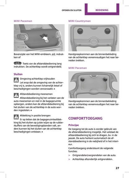 2015 Mini Countryman/Paceman Gebruikershandleiding | Nederlands