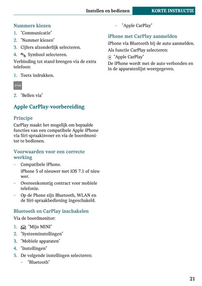 2020-2021 Mini Countryman Plug-in-Hybrid Gebruikershandleiding | Nederlands