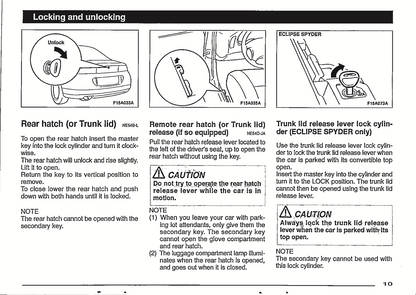 1998 Mitsubishi Eclipse Owner's Manual | English