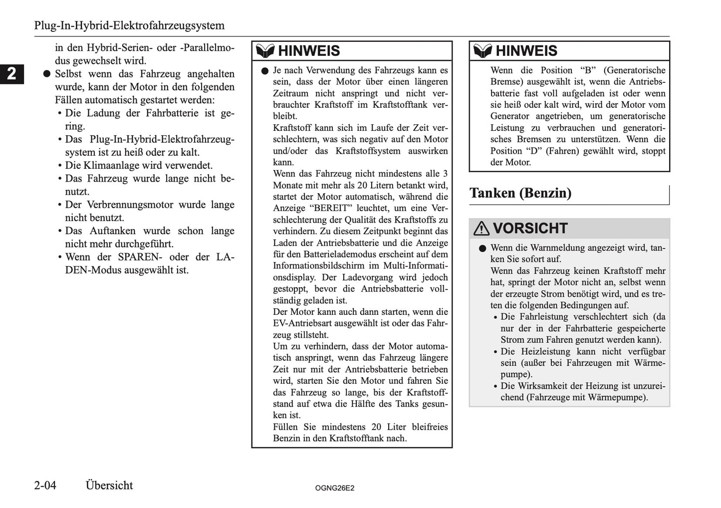 2026 Mitsubishi Outlander PHEV Owner's Manual | German