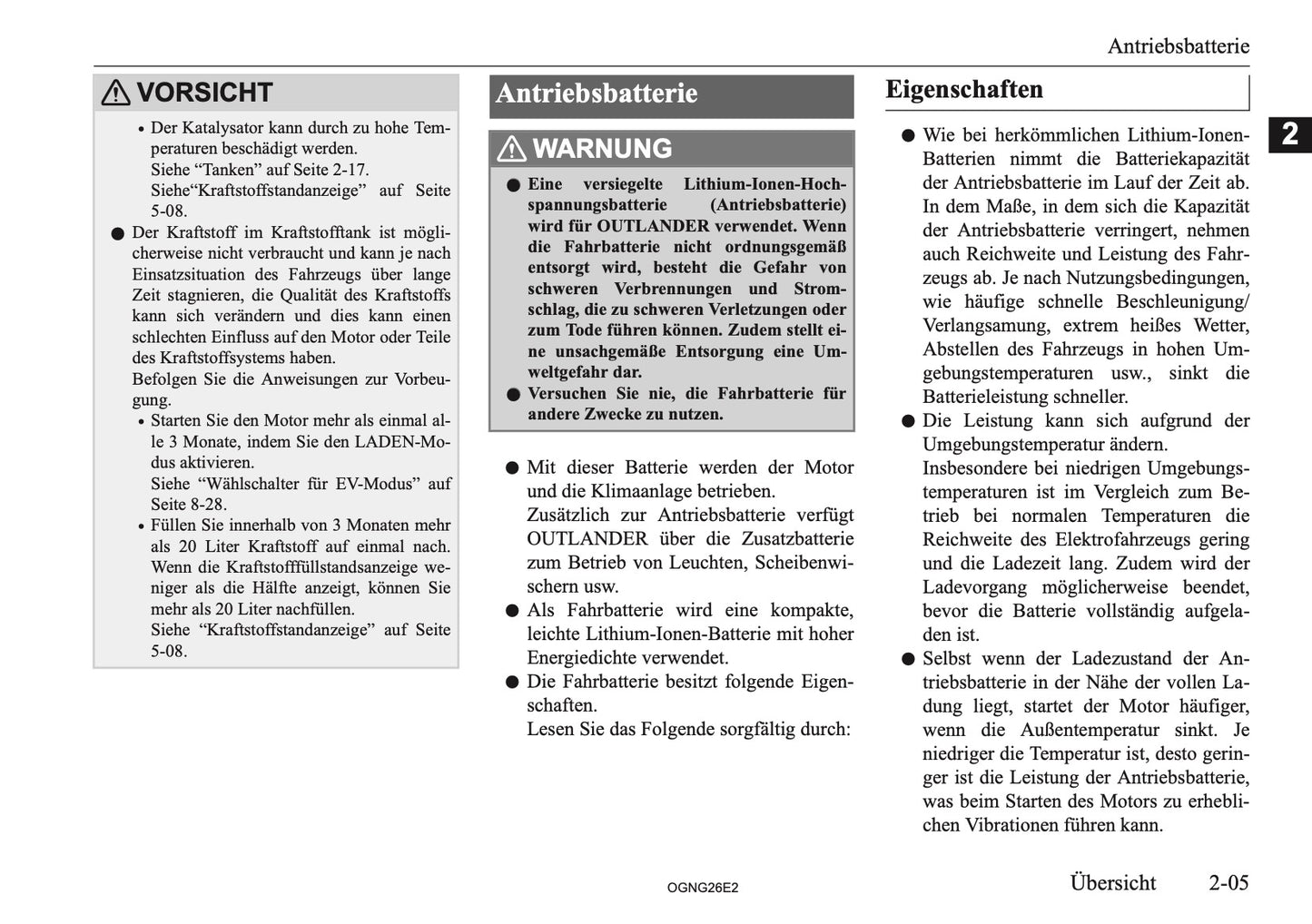 2026 Mitsubishi Outlander PHEV Owner's Manual | German