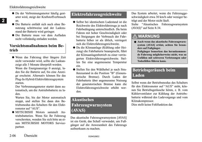 2026 Mitsubishi Outlander PHEV Owner's Manual | German