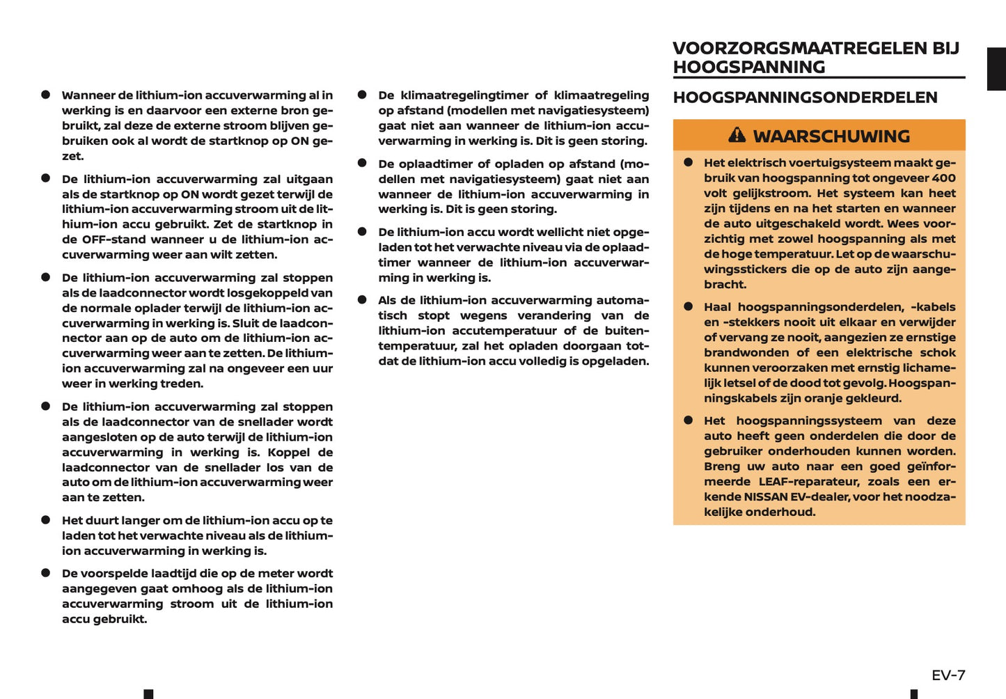 2019-2020 Nissan Leaf Owner's Manual | Dutch