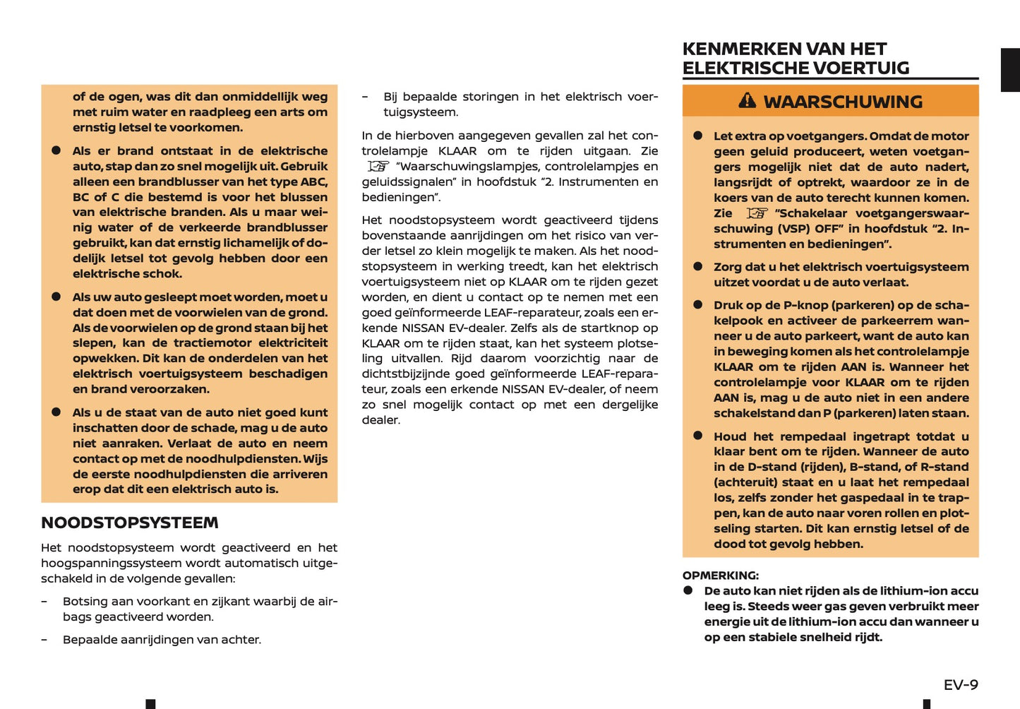 2019-2020 Nissan Leaf Owner's Manual | Dutch